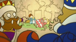 En el modo historia se te explica la leyenda de las princesas y el porqué de su gordura y adicción al pastel.