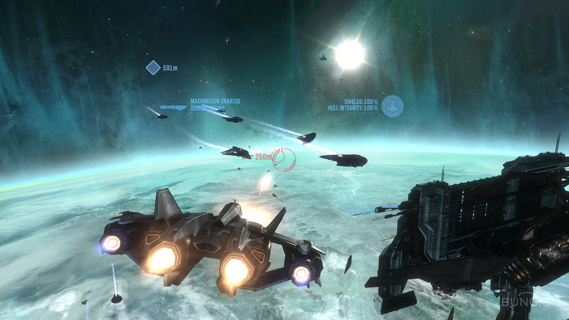 Algo que nunca se había visto en un juego de Halo, una batalla en el espacio.